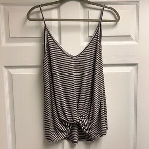 Wasabi + Mint tank top with gathered front, Navy and light grey, Size L